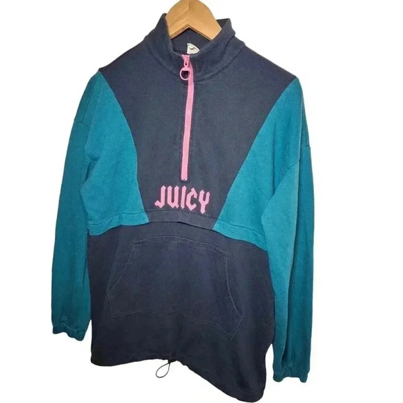 Juicy Womens Pullover Sweatshirt Long Sleeve High Neck 1/4 Zip, Navy Blue S - Picture 3 of 15